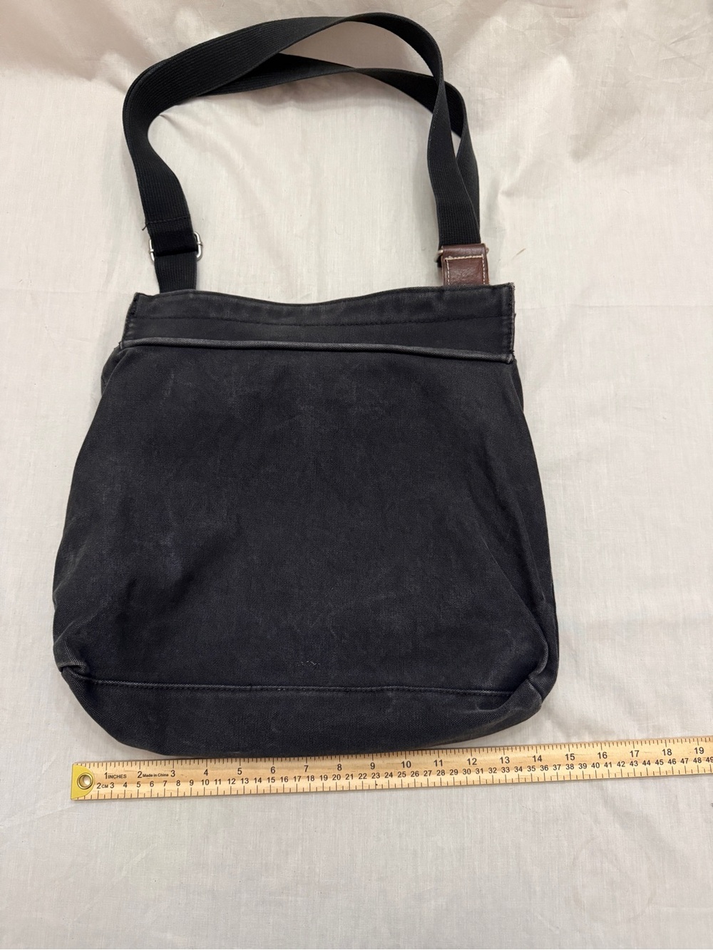 Banana Republic Black Canvas Messenger Bag with Brown Accents - Picture 8 of 8